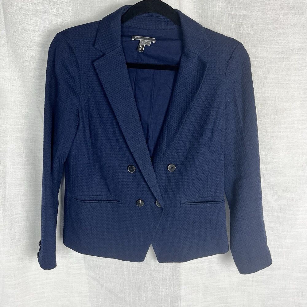 Vince Textured Navy Blue Blazer Size 2 Lightweight Preppy Office Work